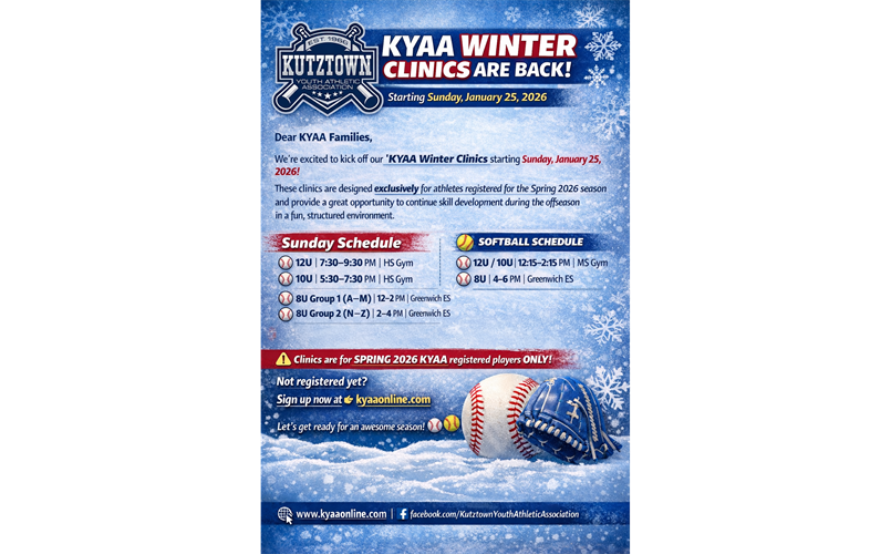 KYAA SUNDAY WINTER CLINICS ARE BACK!